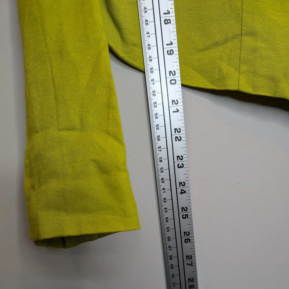 NWT KAREN KANE Jacket Blazer Zip-Front Women Lime Green linen Pocket Lined Small - Picture 11 of 11